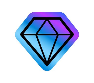 Elmas mücevheri hologramı retro Y2K çıkartması ya da etiket. Gradyan krom holografik Y2K yaması, parlak yanardöner vintage vektör etiketi. Değerli değerli taş şekilli yansıtıcı folyo retro etiketi veya etiketi