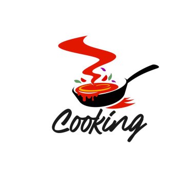 Restoran ızgara menüsü yemek ikonu ya da yama. Fast food kafe mutfak aşçısı amblemi, Asya mutfağı menü vektör rozeti. Restoran mutfağı çatal bıçak ikonu ya da güveç ya da tavada çorba pişirme etiketi