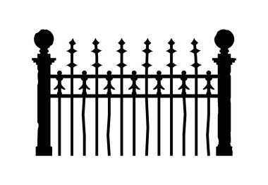 Cadılar Bayramı mezarlığı çiti silueti. Ürkütücü sahte vektör sınırı, Cadılar Bayramı ürkütücü park antika çit formu. Korkunç mezarlık metal bariyer şekli veya korku mezarlığı demiri silueti