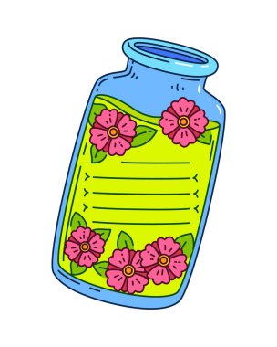 Cam vazo çocuklar için not çerçevesi. Çocuk günlük etiketi, ayrıştırılmış vektör notlarını listeleyecek cam kap. Çocuklar çerçeve ya da çocuk yapıştırma yapıştırmasını cam kap ya da çiçekli şişe ile programlar.