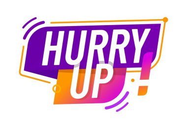 Acele et, son şans satışı, indirim mesajı ikonu ya da rozeti. Özel indirimli mesaj etiketi, son şans vektör etiketi için acele et. Son fiyat indirimi mor ve turuncu arkaplan rozeti