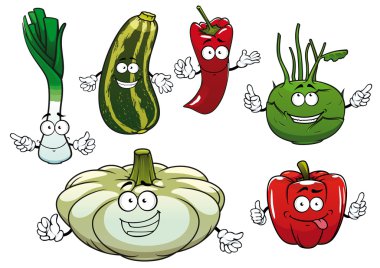 Pepper, zucchini, kohlrabi, squash and onion