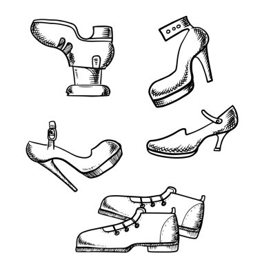 Male boots and female high heeled shoes clipart
