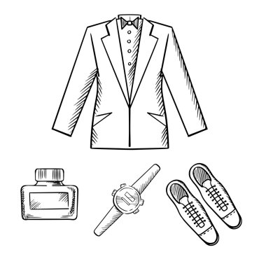 Male formal outfit with jacket, shoes, watch