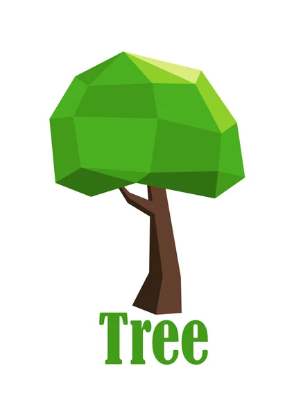 Icono abstracto del árbol poligonal con corona verde — Vector de stock