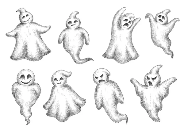 Halloween monstruos voladores y fantasmas — Archivo Imágenes Vectoriales