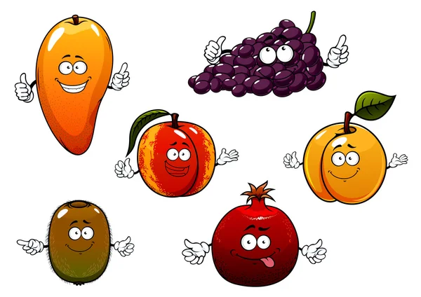 Caricature caractères de fruits isolés mûrs — Image vectorielle