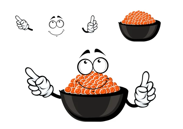Red caviar bowl cartoon character — Stok Vektör