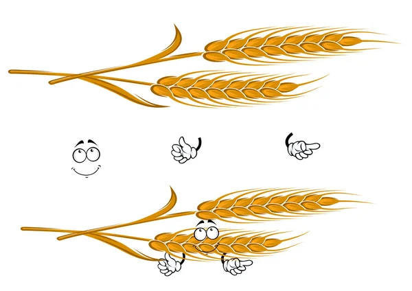 Cartoon ears of wheat character on white — ストックベクタ