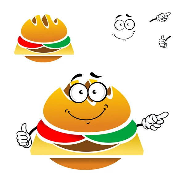 Cartoon tasty fast food cheeseburger — Stockvector