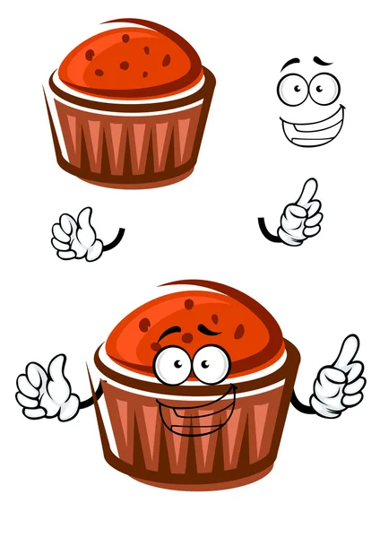 Cartoon-Cupcake-Figur mit glücklichem Gesicht — Stockvektor