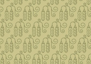 Soya fasulyesi desenli arka plan, fasulye ve sarmaşıklı kozalar. Tekstil baskısı, gıda etiketi, organik gıda veya ürün ambalajı için çevre dostu model. Vektör minimal duvar kağıdı, modern kumaş deseni