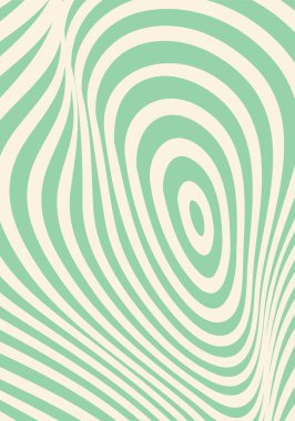 Psikedelik desen. Nane yeşili ve kremalı vektör arkaplan soyut bir optik illüzyon deseni oluşturuyor. Retro hipnotik girdap dinamik bir görsel akış ve hareket yaratır.
