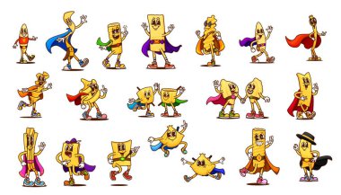 Çizgi film, İtalyan makarnası süper kahraman karakterleri. Kahraman kostümlü, gülen yüzlü, geçmişe dönük hippi erişteleri. Komik lazanya, fusilli, tortellini ve rigatoni makarna karakterleri.