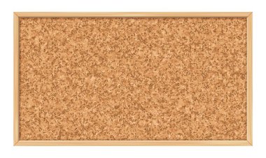 Ahşap dikdörtgen çerçeveli gerçekçi mantar duyuru vektör tahtası ve gerçek mantar pıhtılarını taklit eden benekli doku. Ofis, sınıf bilgisi duyuru tahtası, okul duyuru panosu şablonu