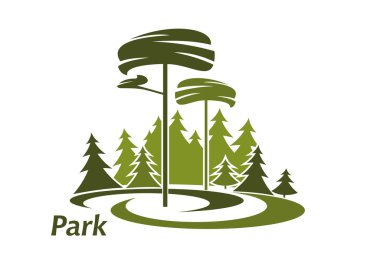 Park landscape icon with evergreen trees
