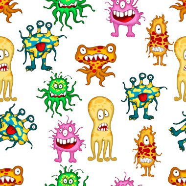 Cartoon colorful monsters and aliens