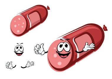 Funny cartoon sausage or wurst character clipart