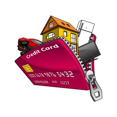 Goods inside credit card with zipper