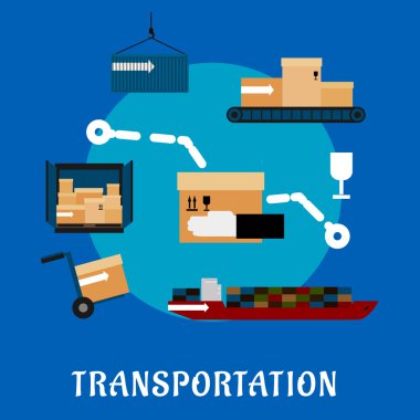 Shipping and logistics flat icons