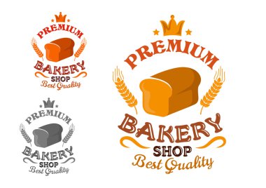 Bakery shop emblem with bread and wheat ears