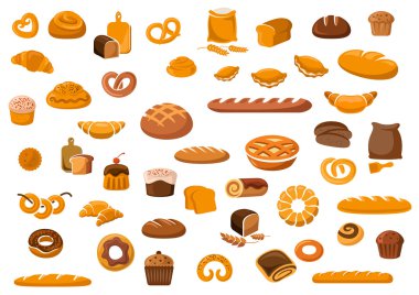 Bakery and pastry products icons clipart