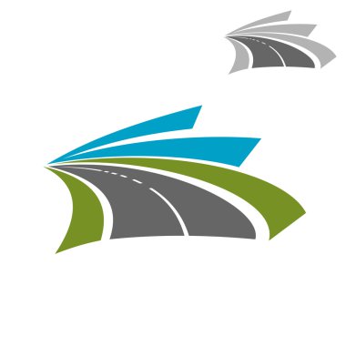 Empty highway road with blue sky icon