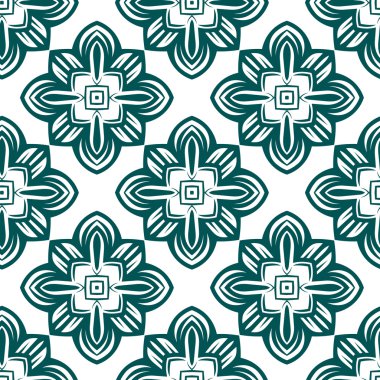 Retro green flowers seamless pattern