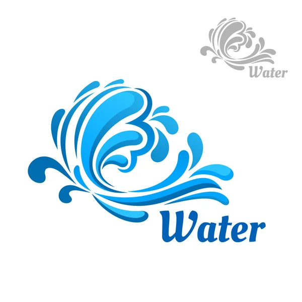 Blaue Welle mit Wasserspritzern und Tropfen — Stockvektor