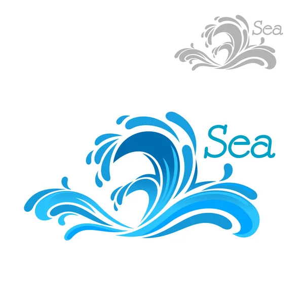 Caricature bleu mer vague éclaboussure — Image vectorielle