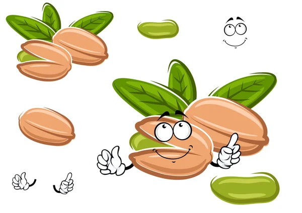 Smiling happy cartoon pistachio nut — Stockový vektor