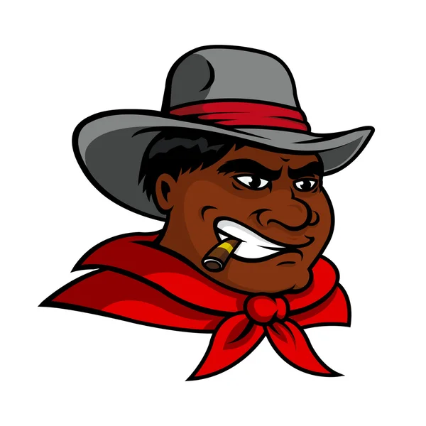 Cartoon cowboy character smoking cigar — Stockvector