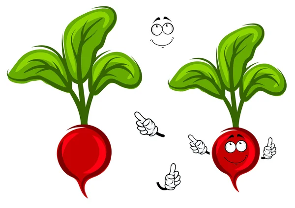 Happy smiling cartoon radish vegetable — Stock Vector