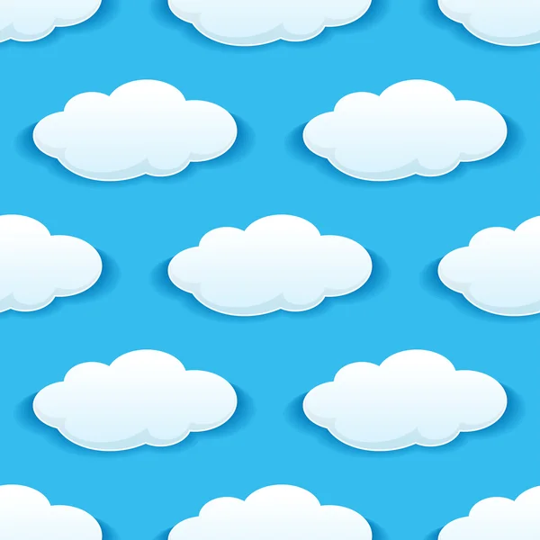 Бесшовный рисунок облаков на голубом небе — стоковый вектор