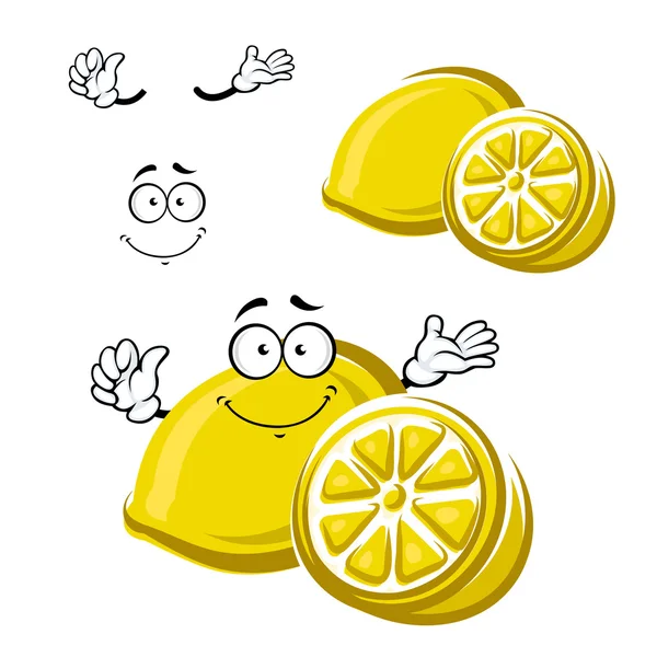 Cartone animato felice frutta matura limone — Vettoriale Stock