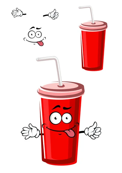 Takeaway bebida vermelha personagem copo —  Vetores de Stock