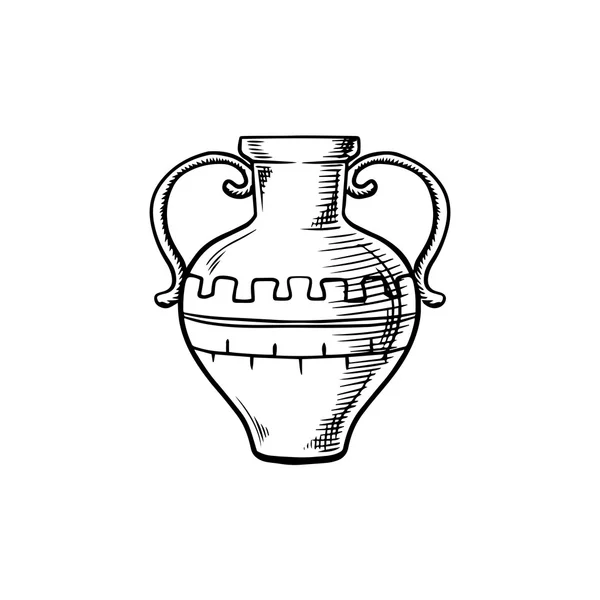 Ancient isolated amphora icon sketch — Stock vektor