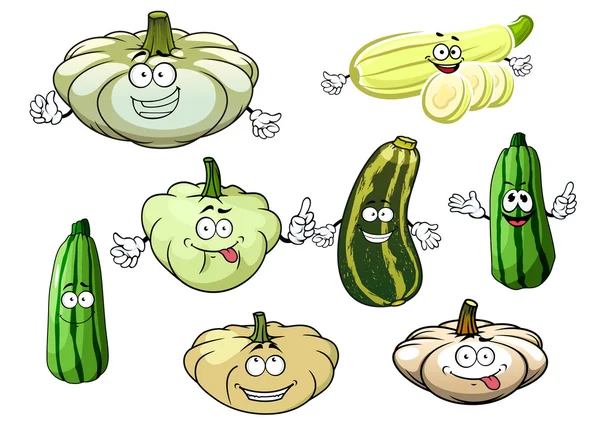 Zucchini, sumsum dan labu sayuran - Stok Vektor