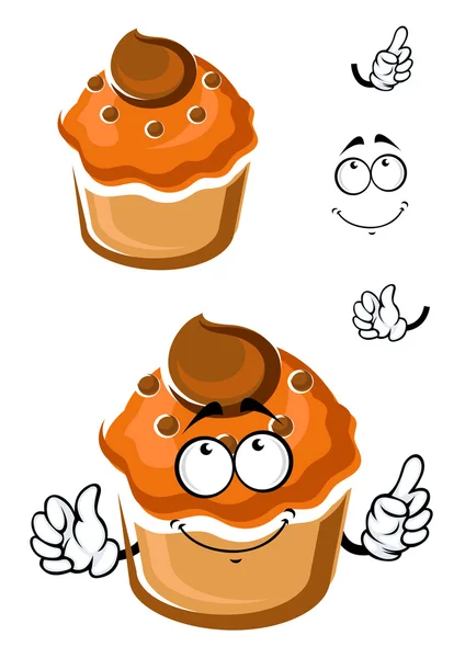 Funny cartoon fresh muffin with topping — ストックベクタ