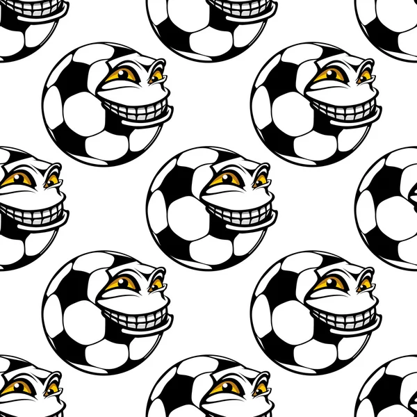 Seamless pattern of a happy soccer ball — Stok Vektör