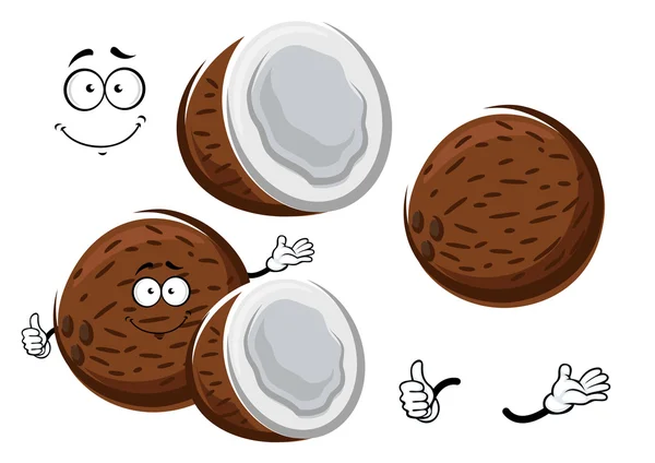 Cartoon tropical fresh coconut fruit — 图库矢量图片