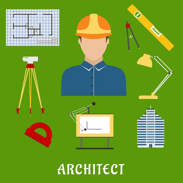 Architect profession with flat icons — Διανυσματικό Αρχείο