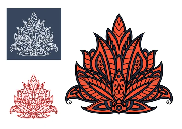 Dainty red persian paisley flower element — Stockvector