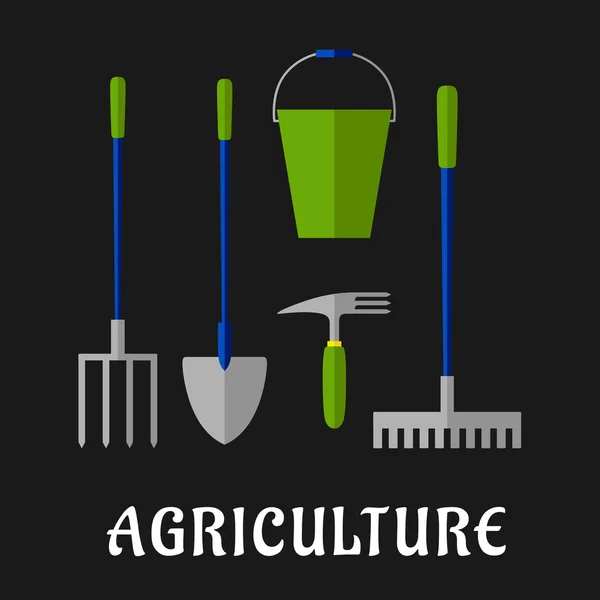 Ferramentas agrícolas e de jardinagem ícones planos — Vetor de Stock