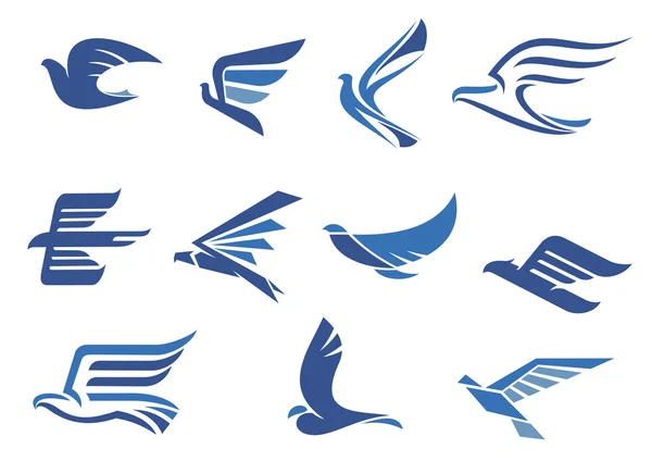 Abstract fast flying blue birds — 图库矢量图片