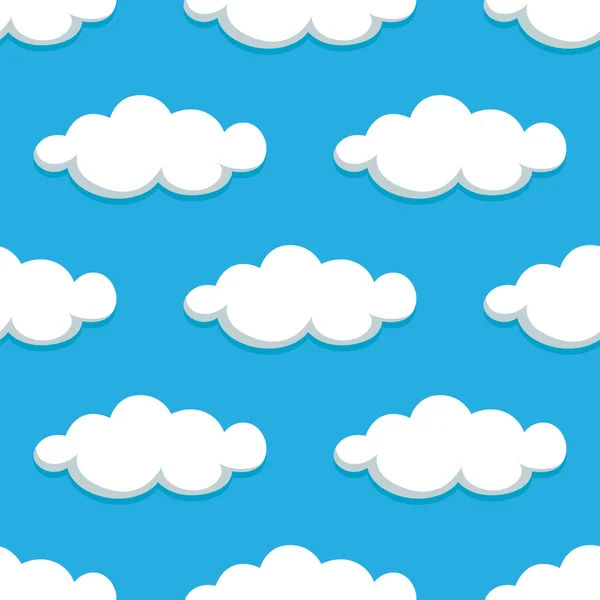 White clouds on blue sky seamless pattern — Stock Vector