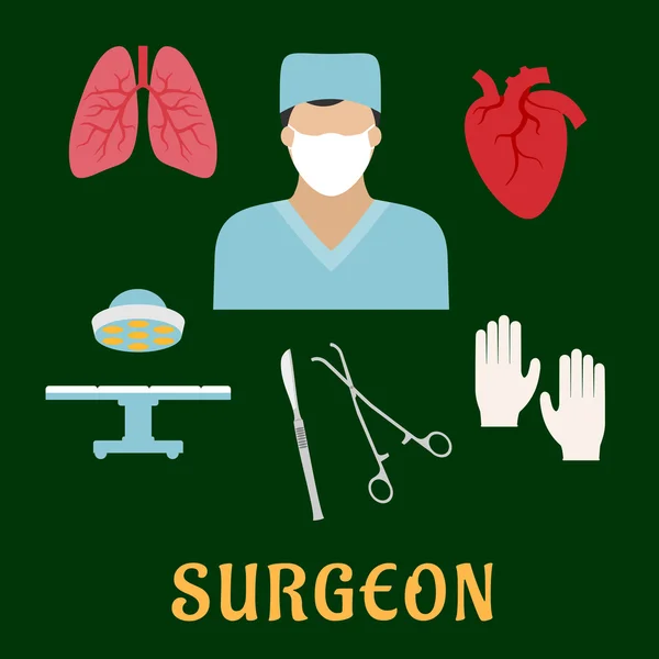 Професія хірурга з плоскими іконками — стоковий вектор