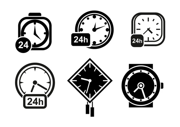Relógios de parede, relógio e ícones de alarme — Vetor de Stock