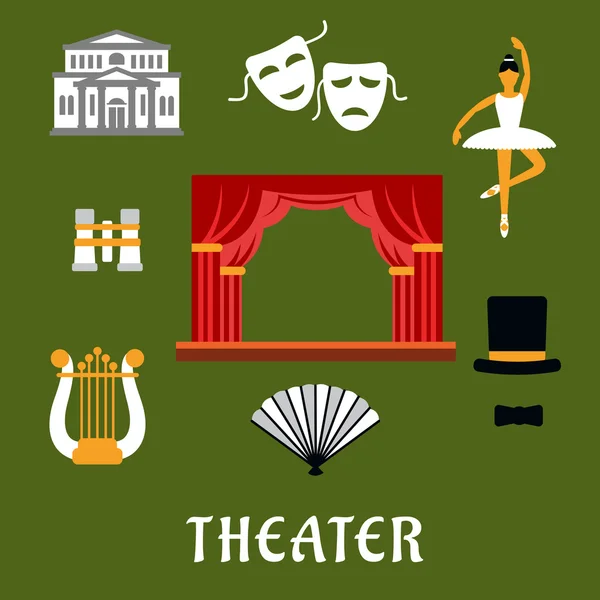 Theater and art flat icons — Stok Vektör