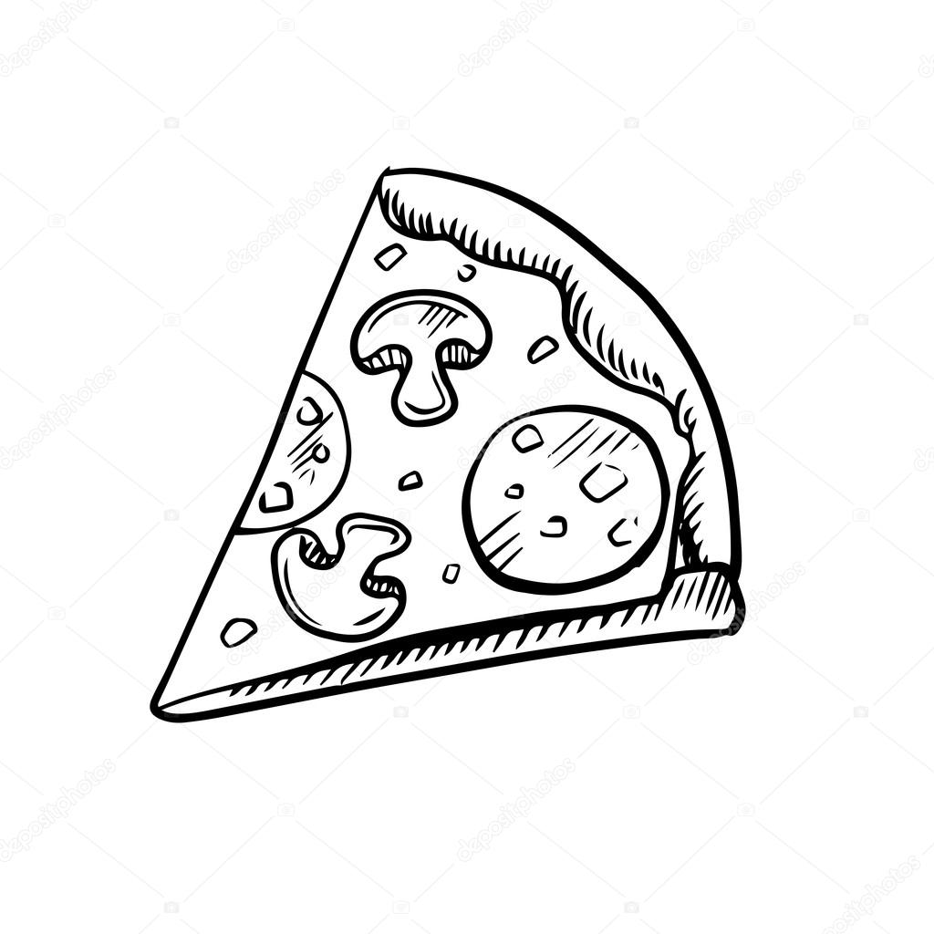 Pepperoni Pizza Clipart Black And White
